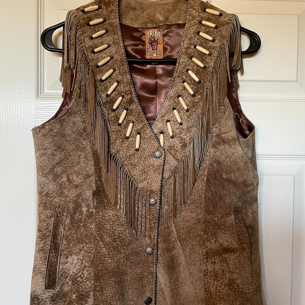 Womens Tribe America leather vest size 10